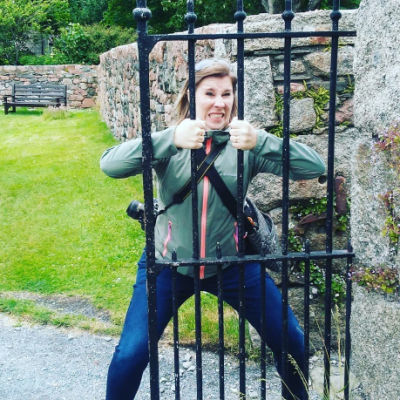 woman being funny in Iona nunnery