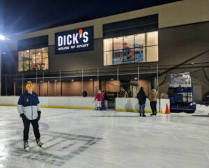 Winter outdoor ice rink at Dick’s House of Sport in Minnetonka, Minnesota