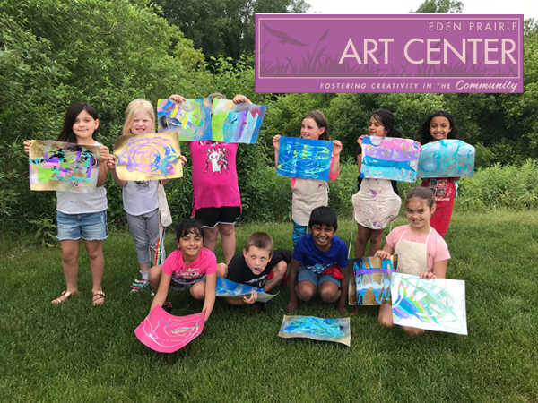 Children showing their summer camp creations at Eden Prairie Art Center in Minnesota