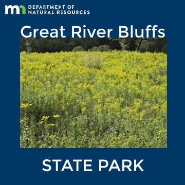 Prairie land. Text: Minnesota Department of Natural Resources. Great River Bluffs State Park