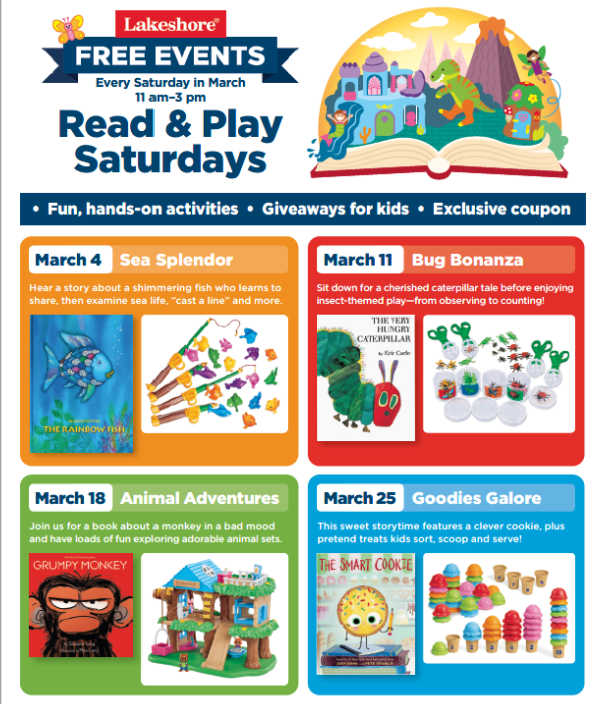 Lakeshore Learning March 2023 Read & Play Saturdays Brochure