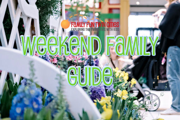 flowers in a garden display that says Weekend Family Guide