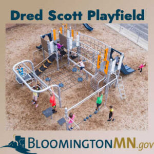 Overhead view of playground at Dred Scott Field in Bloomington, MN