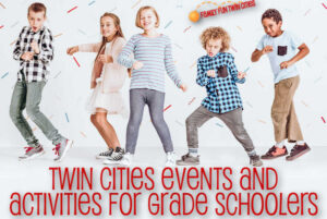 Kids partying together. Text says: "Family Fun Twin Cities. Twin Cities Events and Activities for Grade Schoolers"