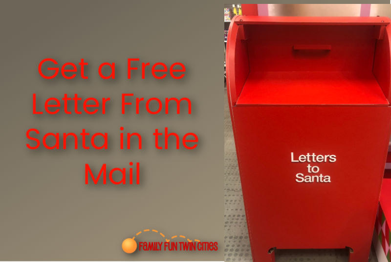 Red Mailbox says "Letters to Santa". Text: Get Free Letters From Santa in the Mail